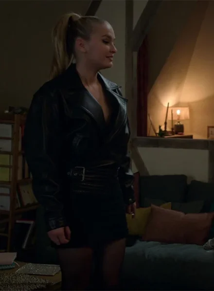 CAMILLE RAZAT EMILY IN PARIS LEATHER JACKET