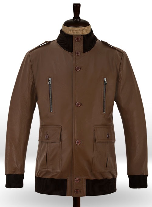 CRISTIANO RONALDO LEATHER JACKET BROWN