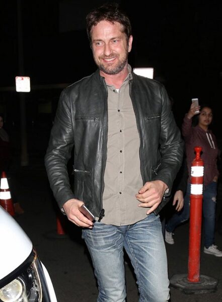 GERARD BUTLER LEATHER JACKET BLACK