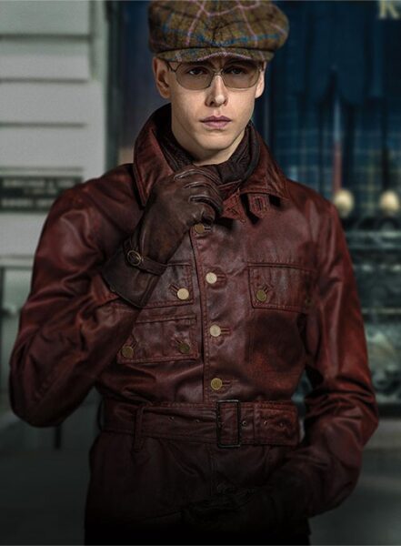 HARRIS DICKINSON THE KINGSMAN LEATHER JACKET