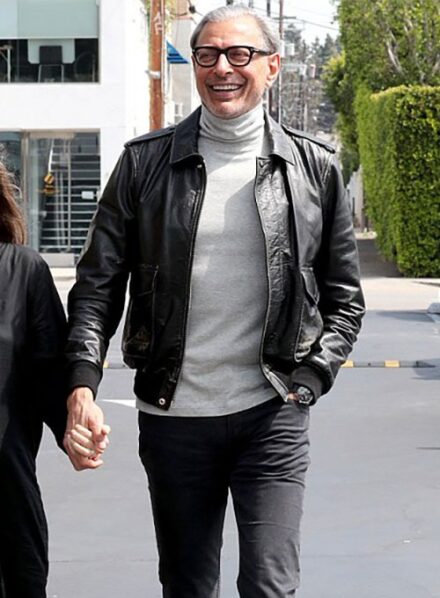 JEFF GOLDBLUM LEATHER JACKET BLACK