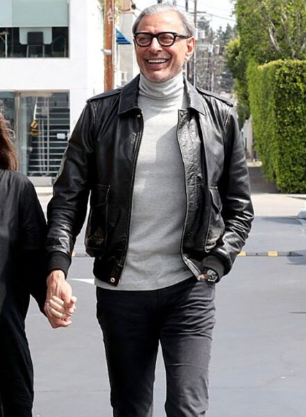JEFF GOLDBLUM LEATHER JACKET BLACK