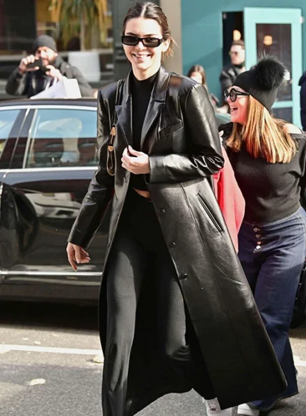 KENDALL JENNER LEATHER LONG COAT
