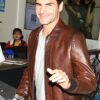 ROGER FEDERER LEATHER JACKET BROWN