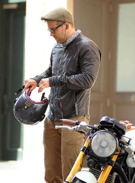 RYAN REYNOLDS LEATHER JACKET BLACK