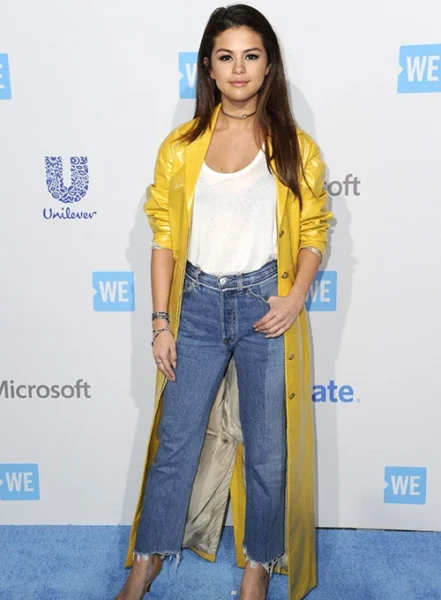 SELENA GOMEZ LEATHER LONG COAT
