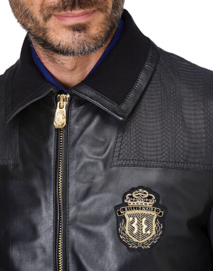 BILLIONAIRE LEATHER BOMBER CREST