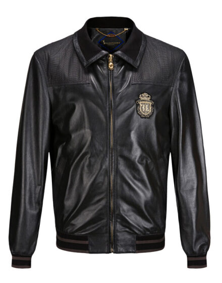 BILLIONAIRE LEATHER BOMBER CREST