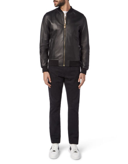 BILLIONAIRE LEATHER BOMBER MEMBERS ONLY - Image 3
