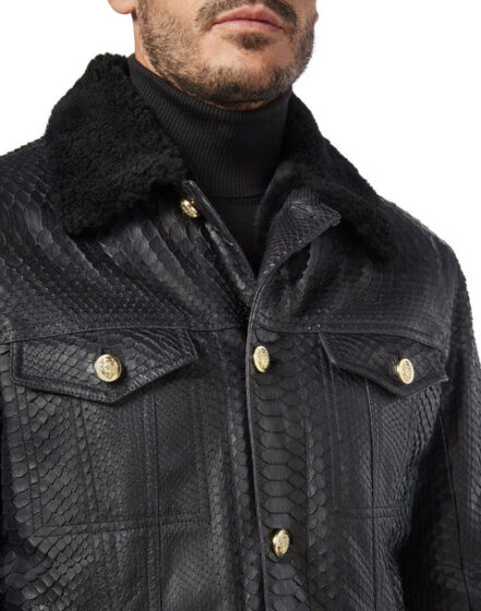 BILLIONAIRE LEATHER JACKET WITH PYTHON LUXURY