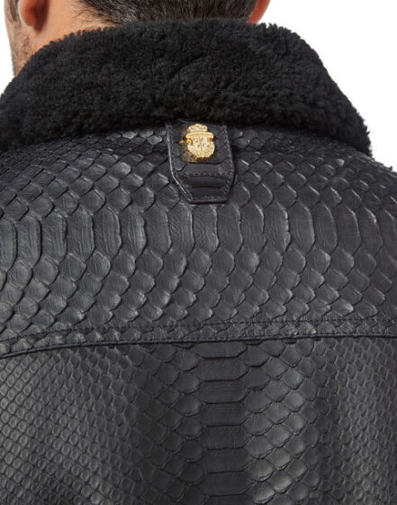 BILLIONAIRE LEATHER JACKET WITH PYTHON LUXURY