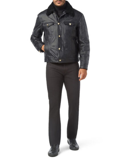 BILLIONAIRE LEATHER JACKET WITH PYTHON LUXURY
