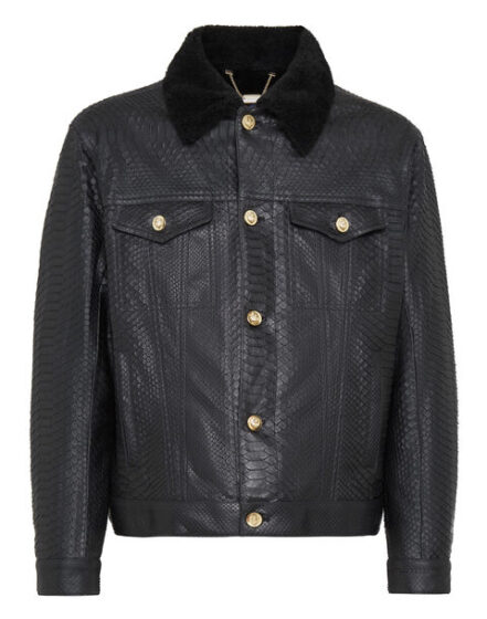 BILLIONAIRE LEATHER JACKET WITH PYTHON LUXURY