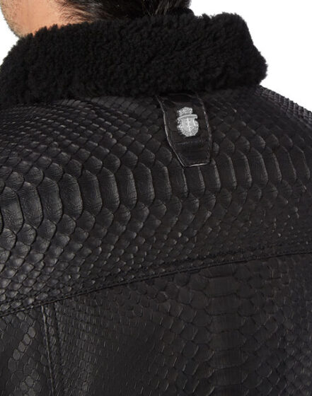 BILLIONAIRE LEATHER JACKET WITH PYTHON LUXURY - Image 4
