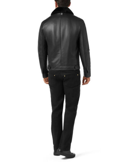 BILLIONAIRE LEATHER  BLOUSON WITH FUR COLLAR CREST - Image 2