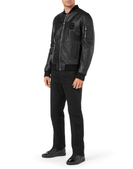 BILLIONAIRE BASIC LEATHER BOMBER