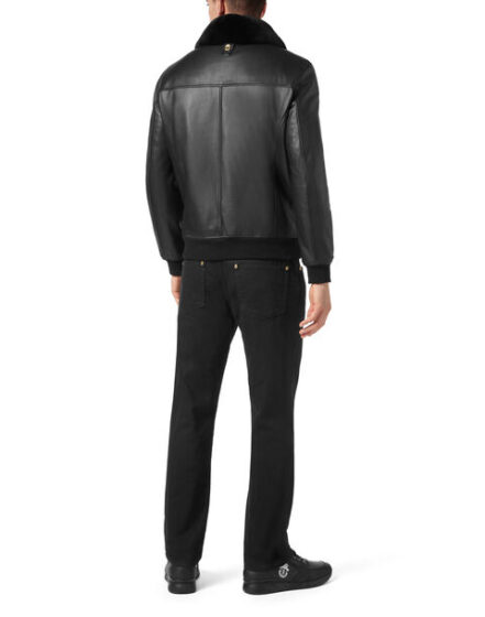 BILLIONAIRE LEATHER BOMBER WITH REAL FUR