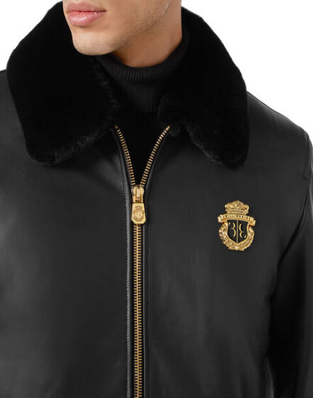 BILLIONAIRE LEATHER BOMBER WITH REAL FUR - Image 4