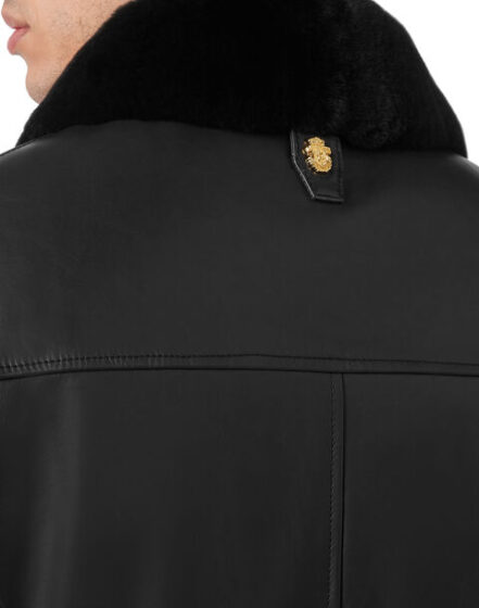 BILLIONAIRE LEATHER BOMBER WITH REAL FUR