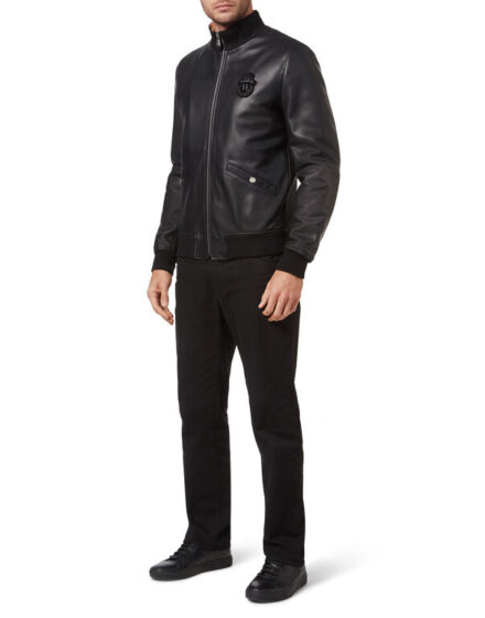 BILLIONAIRE HIGH Collar LEATHER BOMBER