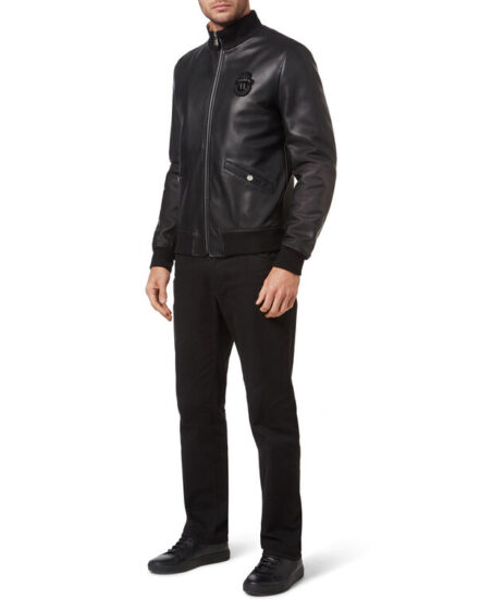 BILLIONAIRE HIGH Collar LEATHER BOMBER