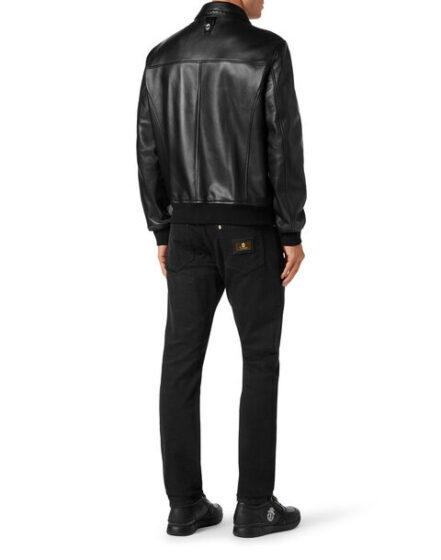 BILLIONAIRE LEATHER BOMBER  WITH PYTONE INSERTS - Image 2