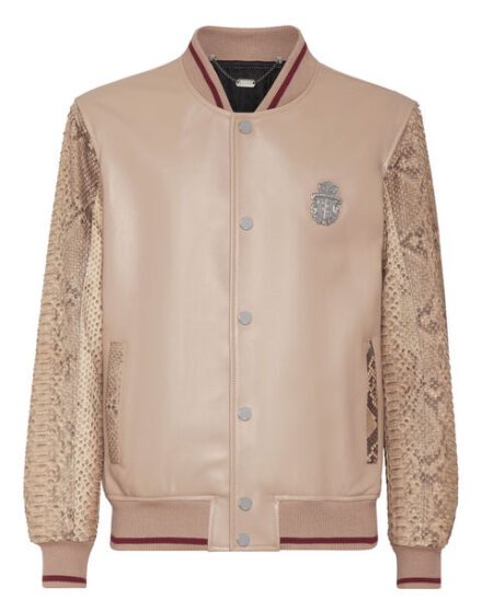 BILLIONAIRE PYTHON LEATHER MIX BOMBER