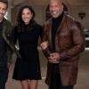 DWAYNE JOHNSON RED NOTICE LEATHER TRENCH COAT